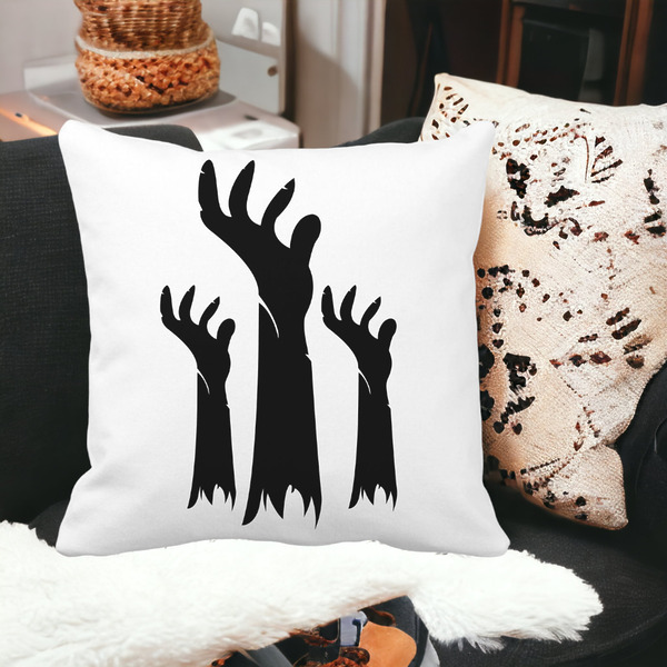 Perna Decorativa cu motiv de Halloween 5, 40x40 cm, Alba, Mata, Husa Detasabila, Burduf 21 bss0528 PhotoRoom