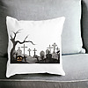 Perna Decorativa cu motiv Cimitir de Halloween, 40x40 cm, Alba, Mata, Husa Detasabila, Burduf 24 bss0529 PhotoRoom