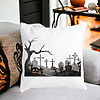 Perna Decorativa cu motiv Cimitir de Halloween, 40x40 cm, Alba, Mata, Husa Detasabila, Burduf 23 bss0529 PhotoRoom 4