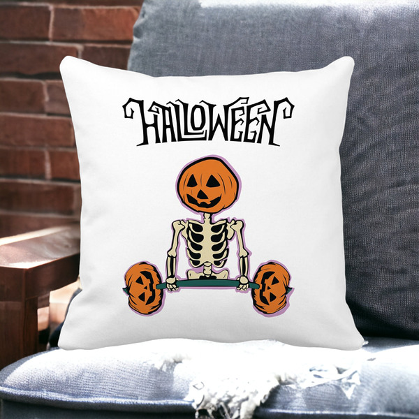 Perna Decorativa cu motiv Sechelet de Halloween 2, 40x40 cm, Alba, Mata, Husa Detasabila, Burduf 20 bss0541 PhotoRoom 5