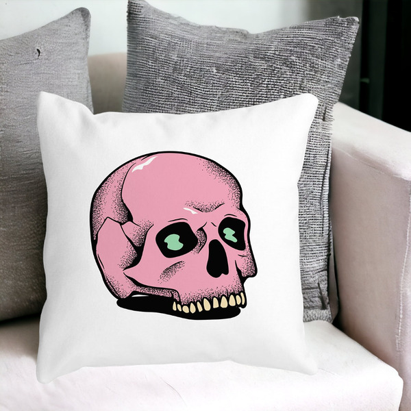 Perna Decorativa cu motiv Craniu de Halloween, 2, 40x40 cm, Alba, Mata, Husa Detasabila, Burduf 14 bss0550 1 PhotoRoom 1