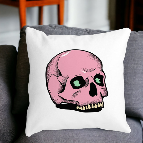 Perna Decorativa cu motiv Craniu de Halloween, 2, 40x40 cm, Alba, Mata, Husa Detasabila, Burduf 16 bss0550 1 PhotoRoom 3