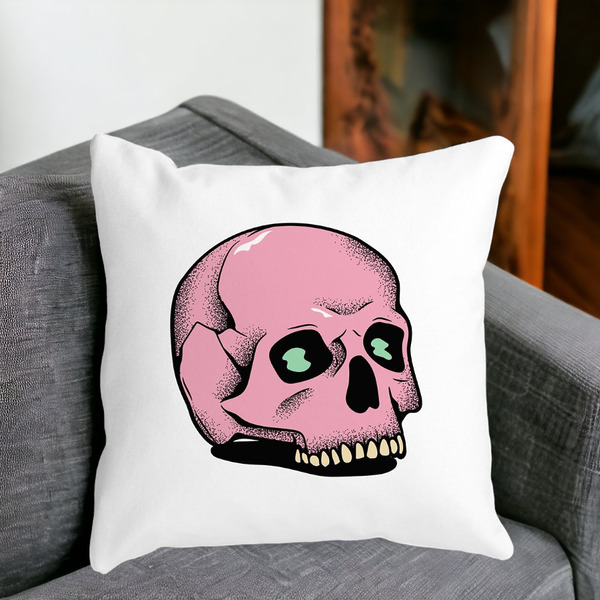 Perna Decorativa cu motiv Craniu de Halloween, 2, 40x40 cm, Alba, Mata, Husa Detasabila, Burduf 17 bss0550 1 PhotoRoom 4