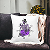 Perna Decorativa cu motiv Sechelet de Halloween 4, 40x40 cm, Alba, Mata, Husa Detasabila, Burduf 24 bss0552 PhotoRoom
