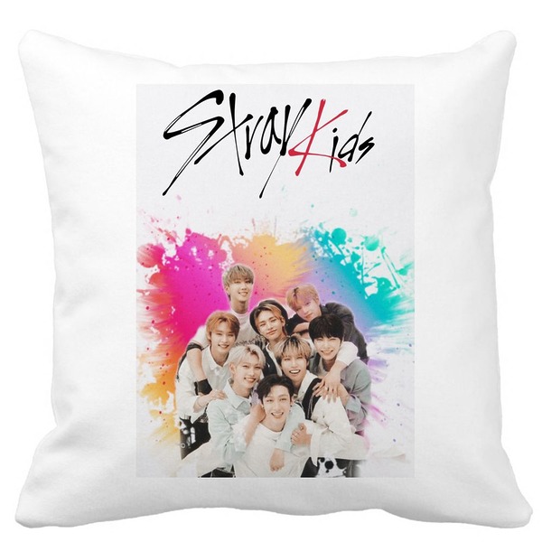 Perna Decorativa, Stray Kids 3, 40×40 cm, Alba, Mata, Husa Detasabila, Burduf 3 bscalbmat0752