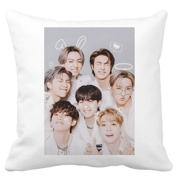 Perna Decorativa, Stray Kids 11, 40×40 cm, Alba, Mata, Husa Detasabila, Burduf 3 bscalbmat0760