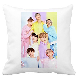 Perna Decorativa, Stray Kids 13, 40×40 cm, Alba, Mata, Husa Detasabila, Burduf