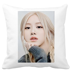 Perna Decorativa BlackPink Rose 1, 40×40 cm, Alba, Mata, Husa Detasabila, Burduf