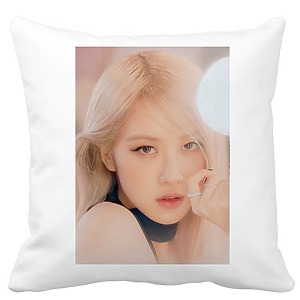 Perna Decorativa BlackPink Rose 4, 40×40 cm, Alba, Mata, Husa Detasabila, Burduf