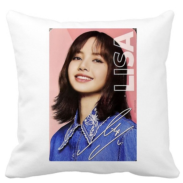 Perna Decorativa BlackPink Lisa 2, 40×40 cm, Alba, Mata, Husa Detasabila, Burduf 3 bscalbmat0771