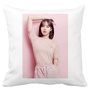 Perna Decorativa BlackPink Lisa 4, 40×40 cm, Alba, Mata, Husa Detasabila, Burduf