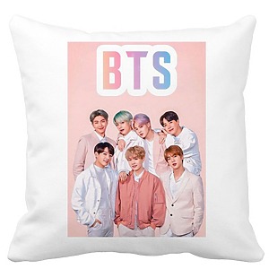 Perna Decorativa BTS Army 6, 40×40 cm, Alba, Mata, Husa Detasabila, Burduf