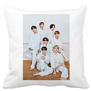 Perna Decorativa BTS Army 8, 40×40 cm, Alba, Mata, Husa Detasabila, Burduf