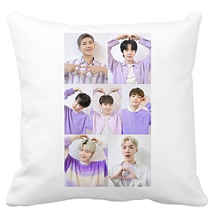 Perna Decorativa BTS Army 9, 40×40 cm, Alba, Mata, Husa Detasabila, Burduf