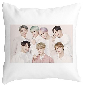 Perna Decorativa BTS Army 12, 40×40 cm, Alba, Mata, Husa Detasabila, Burduf