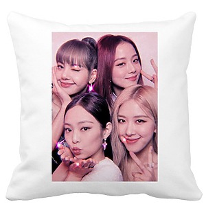 Perna Decorativa BlackPink, Model 10, 40x40 cm, Alba, Mata, Husa Detasabila, Burduf