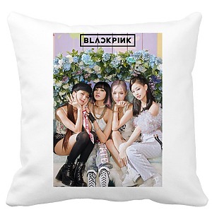 Perna Decorativa BlackPink, Model 11, 40x40 cm, Alba, Mata, Husa Detasabila, Burduf