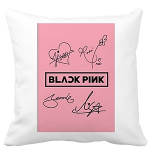 Perna Decorativa BlackPink, Model 13, 40x40 cm, Alba, Mata, Husa Detasabila, Burduf