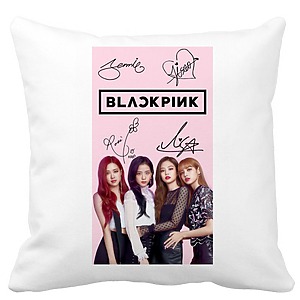 Perna Decorativa BlackPink, Model 16, 40x40 cm, Alba, Mata, Husa Detasabila, Burduf