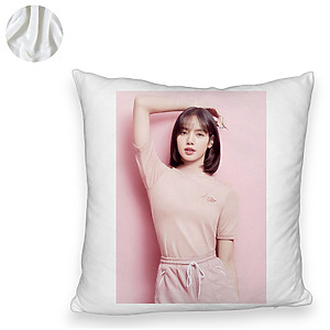 Alternative view of Perna Decorativa Fluffy BlackPink Lisa 4, 45×45 cm, Cu fermoar