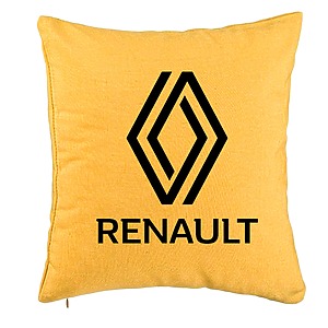 Perna Decorativa, Renault, 40x40 cm, Galben, Husa Detasabila, Burduf