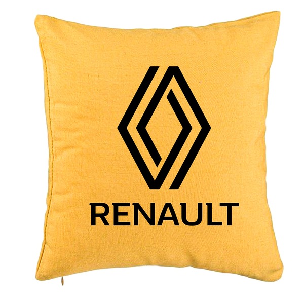 Perna Decorativa, Renault, 40x40 cm, Galben, Husa Detasabila, Burduf 5 bpglbn0738