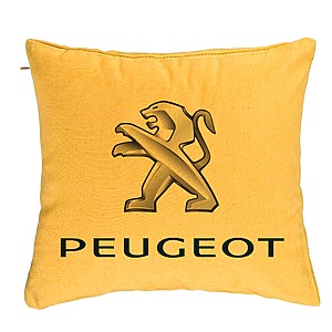 Perna Decorativa, Peugeot, 40x40 cm, Galben, Husa Detasabila, Burduf