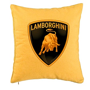 Perna Decorativa, Lamborghini, 40x40 cm, Galben, Husa Detasabila, Burduf