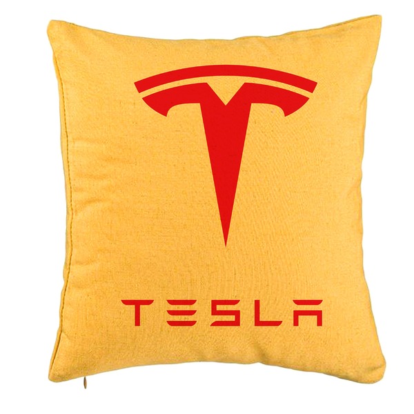 Perna Decorativa, Tesla, 40x40 cm, Galben, Husa Detasabila, Burduf 5 bpglbn0749