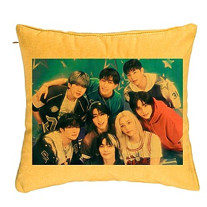 Perna Decorativa, Stray Kids, 40x40 cm, Roz, Husa Detasabila, Burduf