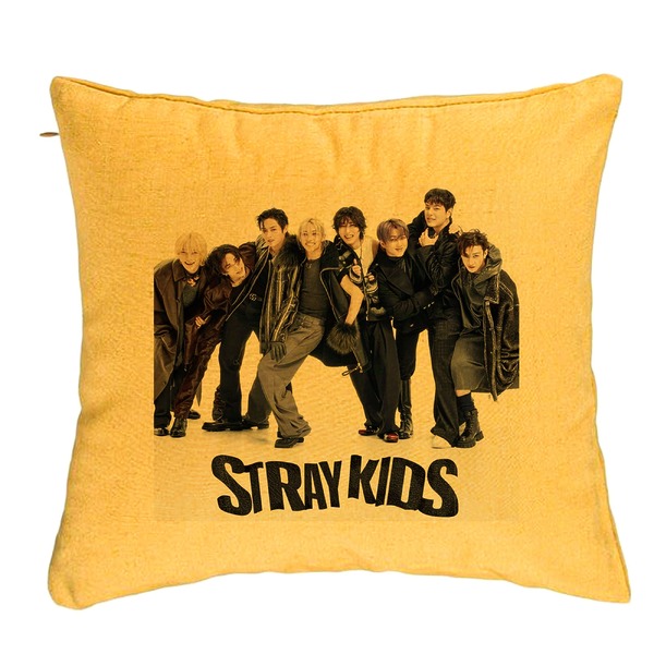 Perna Decorativa, Stray Kids 6, 40x40 cm, Galben, Husa Detasabila, Burduf 5 bpglbn0755 rotated e1741284293280