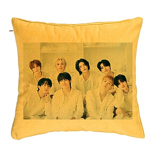Perna Decorativa, Stray Kids 10, 40x40 cm, Galben, Husa Detasabila, Burduf