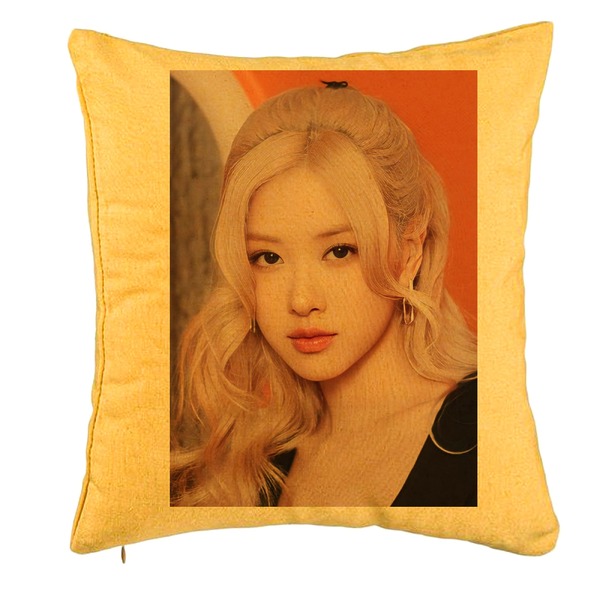 Perna Decorativa BlackPink Rose 5, 40x40 cm, Galben, Husa Detasabila, Burduf 5 bpglbn0769