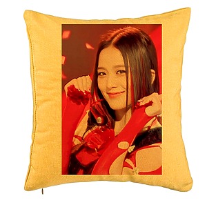 Perna Decorativa BlackPink Jisoo 1, 40x40 cm, Galben, Husa Detasabila, Burduf