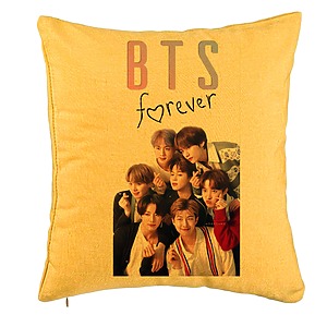 Perna Decorativa BTS Army 13, 40x40 cm, Galben, Husa Detasabila, Burduf