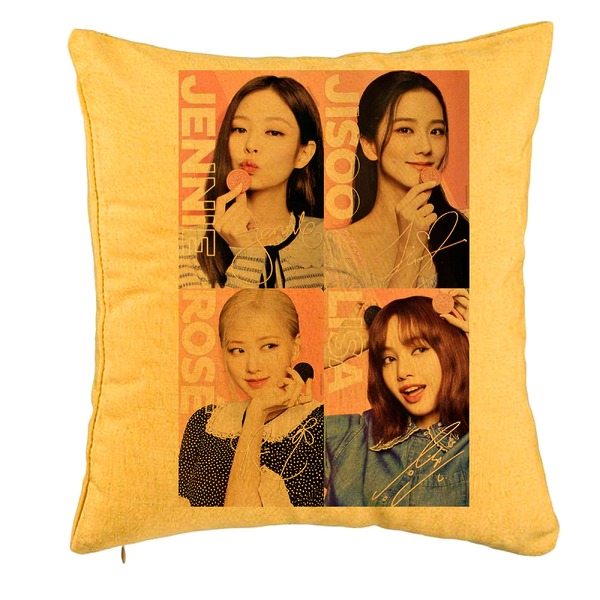 Perna Decorativa BlackPink, Model 5, 40x40 cm, Galben, Husa Detasabila, Burduf 5 bpglbn0790