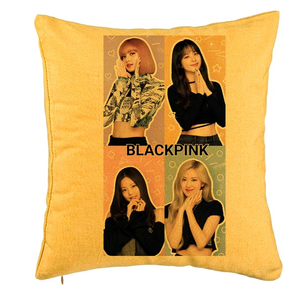 Perna Decorativa BlackPink, Model 9, 40x40 cm, Galben, Husa Detasabila, Burduf 5 bpglbn0794