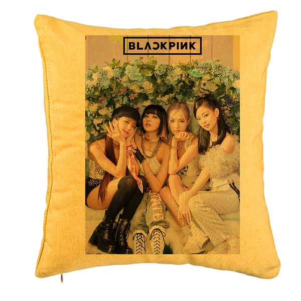 Perna Decorativa BlackPink, Model 11, 40x40 cm, Galben, Husa Detasabila, Burduf 5 bpglbn0796