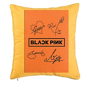 Perna Decorativa BlackPink, Model 13, 40x40 cm, Galben, Husa Detasabila, Burduf