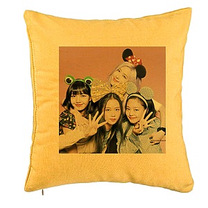 Perna Decorativa BlackPink, Model 14, 40x40 cm, Galben, Husa Detasabila, Burduf