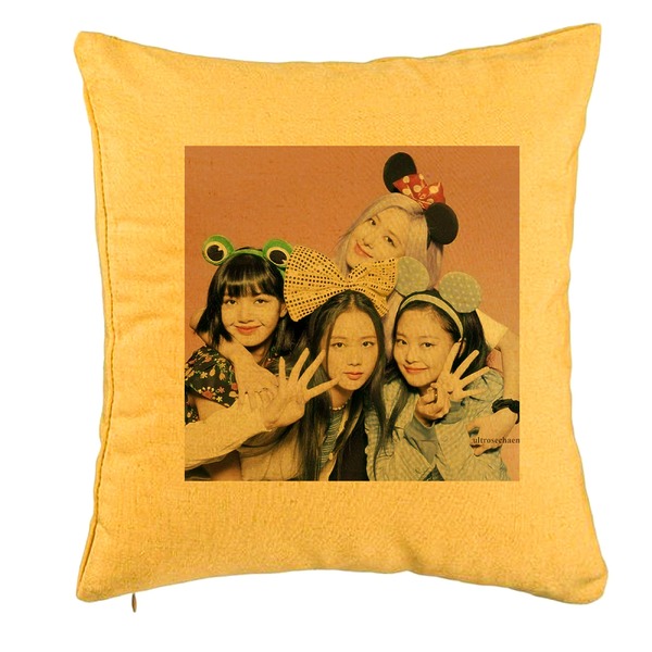 Perna Decorativa BlackPink, Model 14, 40x40 cm, Galben, Husa Detasabila, Burduf 5 bpglbn0798