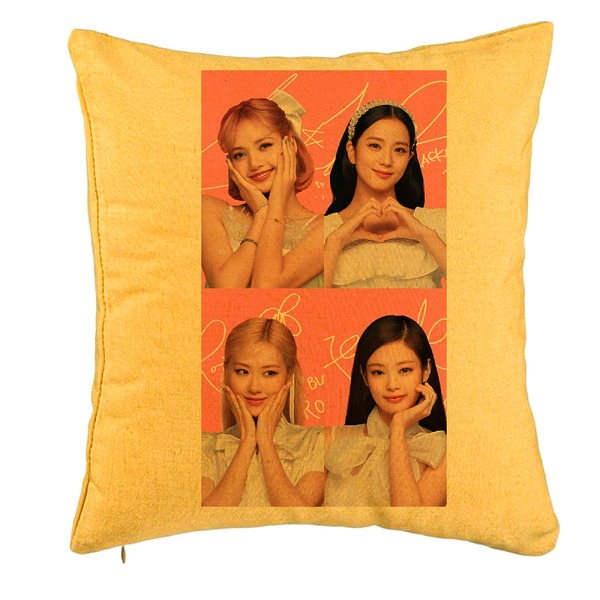 Perna Decorativa BlackPink, Model 15, 40x40 cm, Galben, Husa Detasabila, Burduf 5 bpglbn0799