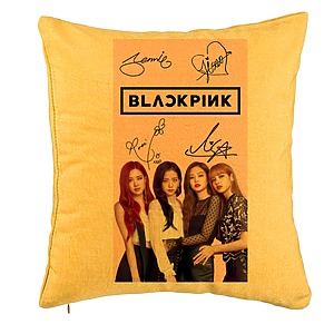 Perna Decorativa BlackPink, Model 16, 40x40 cm, Galben, Husa Detasabila, Burduf