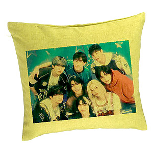 Perna Decorativa, Stray Kids, 40×40 cm, Verde, Husa Detasabila, Burduf