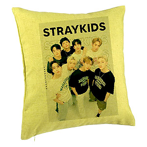 Perna Decorativa, Stray Kids 4, 40×40 cm, Verde, Husa Detasabila, Burduf
