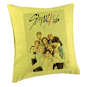 Perna Decorativa, Stray Kids 12, 40×40 cm, Verde, Husa Detasabila, Burduf