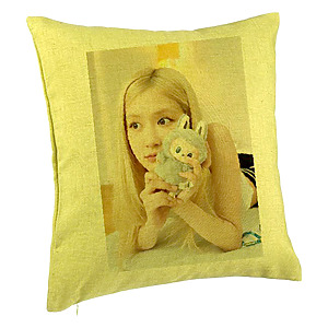 Perna Decorativa BlackPink Rose 2, 40×40 cm, Verde, Husa Detasabila, Burduf