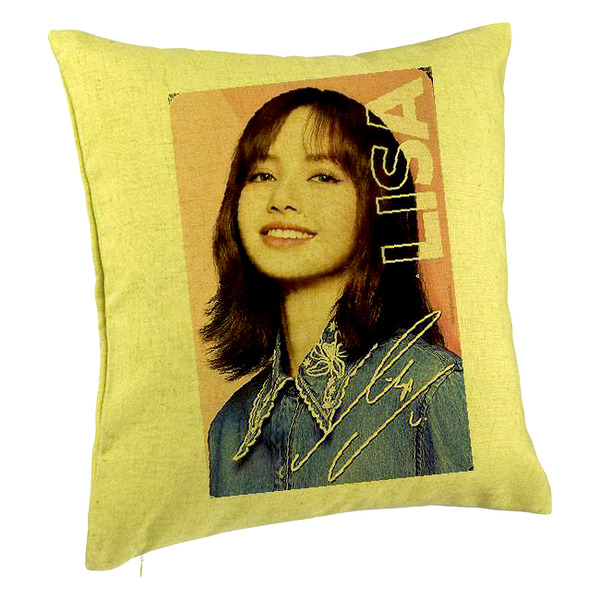 Perna Decorativa BlackPink Lisa 2, 40×40 cm, Verde, Husa Detasabila, Burduf 5 bpvrd0771