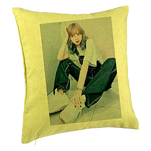 Perna Decorativa BlackPink Lisa 3, 40×40 cm, Verde, Husa Detasabila, Burduf