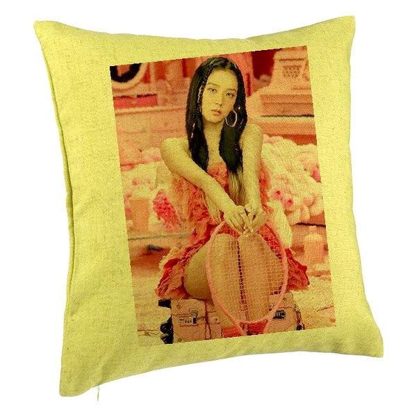 Perna Decorativa BlackPink Jisoo 4, 40×40 cm, Verde, Husa Detasabila, Burduf 5 bpvrd0777